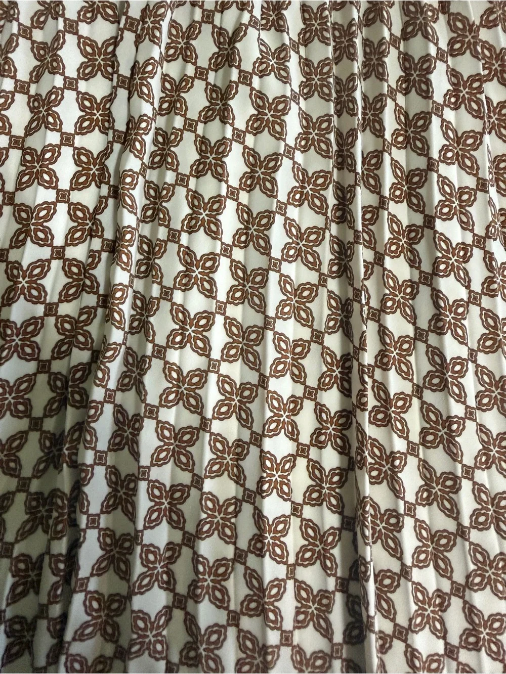 J.Crew Geometric Print Pleated Skirt Plus Size 22 Lined Brown Ivory